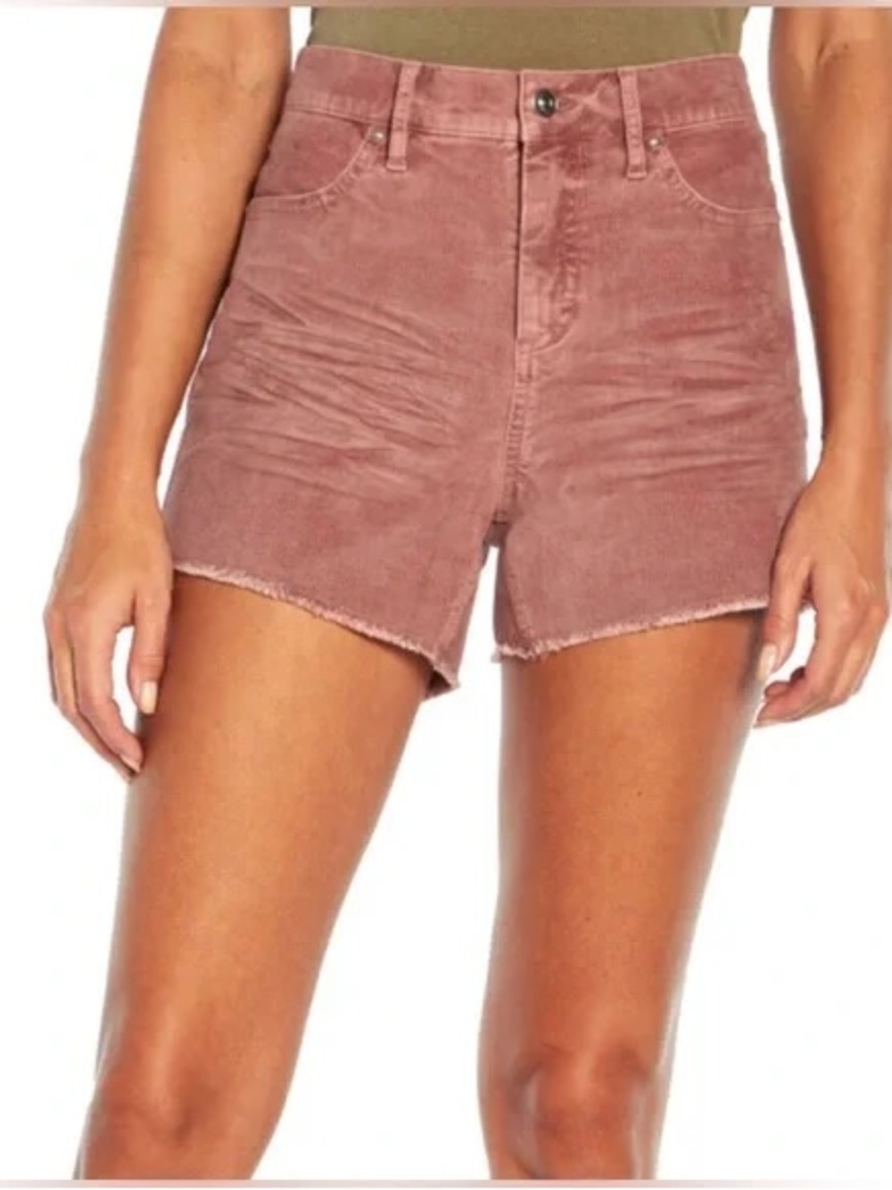 GAP Nostalgia Rose Fringe Hem Corduroy High Rise Shorts Pockets Size 12 NWT